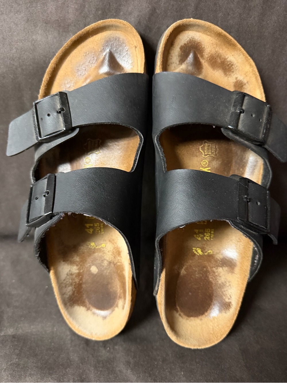 Birkenstock Black Leather Double Strap Arizona Sandals - Picture 2 of 7